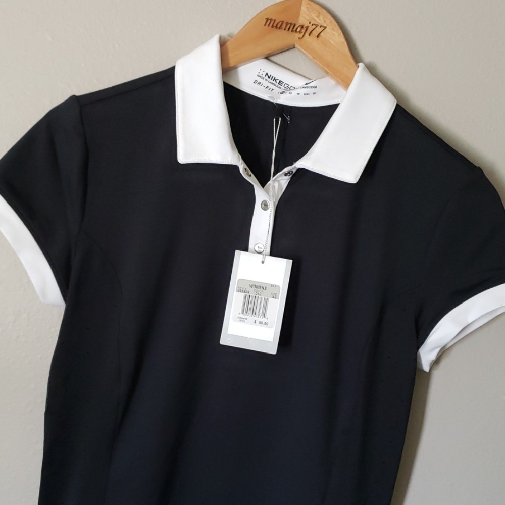 NWT Nike Dri-Fit Golf Shirt XS black white